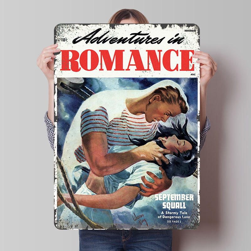 Retro Gaming At - ADVENTURES IN ROMANCE Tinplate Poster Customized