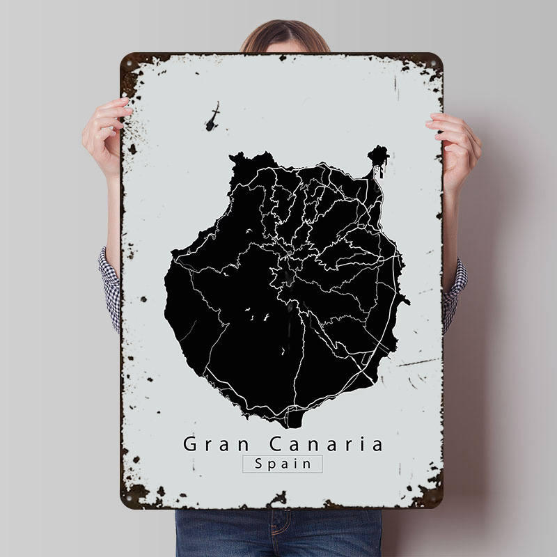 Retro Gaming Island - Gran Canaria Island Map Metal Poster