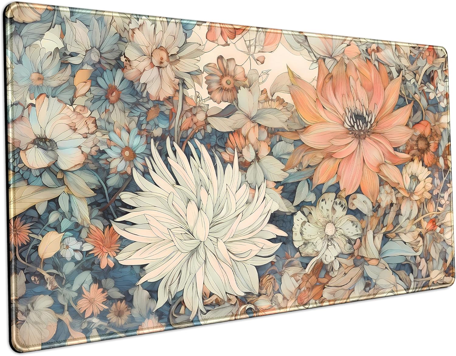 Retro Gaming Keyboard And Mouse - Retro Japanese Floral Desk Mat –