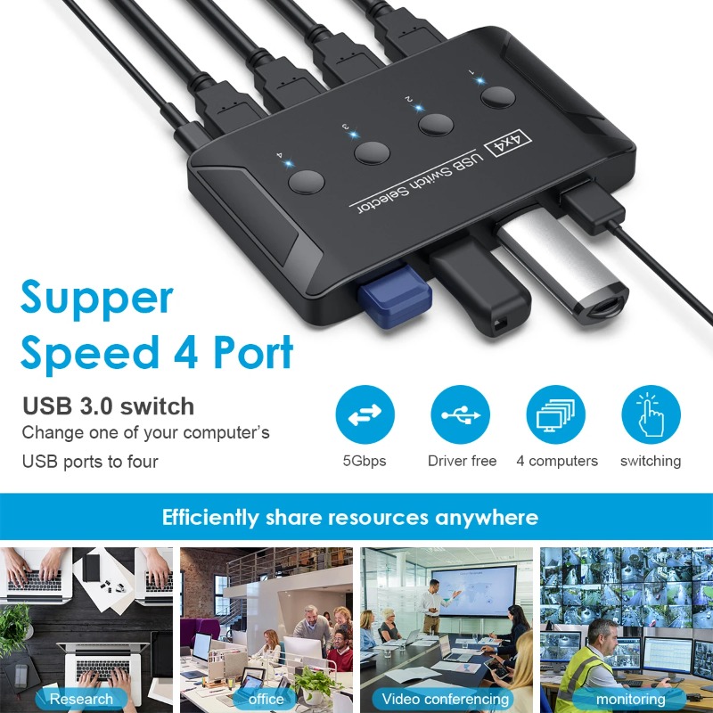 4 In 4 Out KVM USB3.0 Switch S - огляд і ціна Controller Adapter Usb