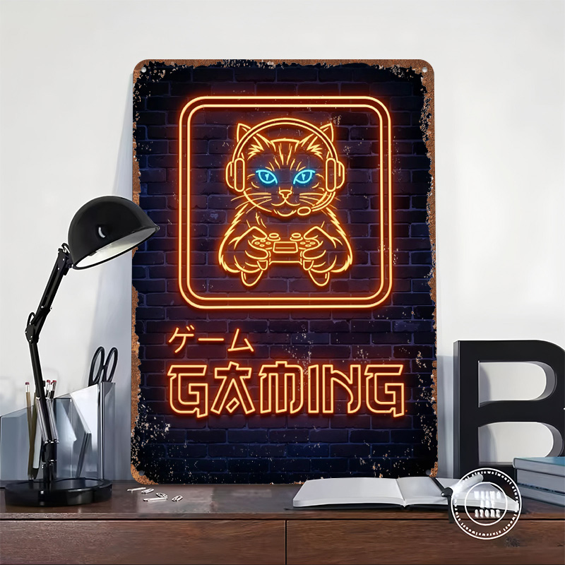 Neon Gaming Cat Printed Poster - огляд і ціна Retro Gaming At