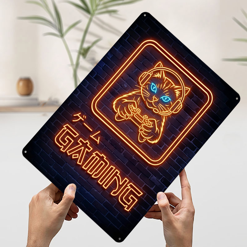 Neon Gaming Cat Printed Poster - огляд і ціна Retro Gaming At
