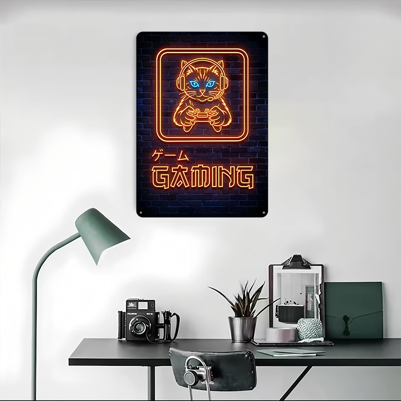Neon Gaming Cat Printed Poster - огляд і ціна Retro Gaming At