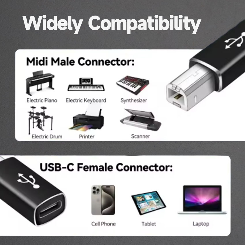1PC USB C To USB  2.0 For MIDI - огляд і ціна Controller Adapter Usb